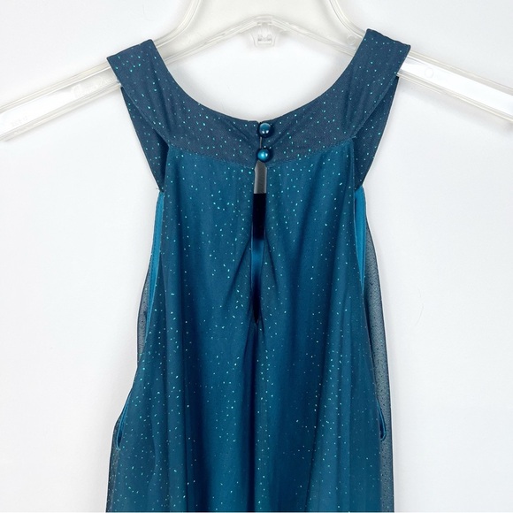 Venus Halter Neck Ombré Sheer Maxi Dress Glitter Fairycore Large Green Sparkly L - Picture 11 of 16